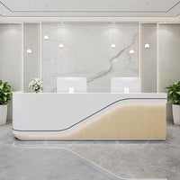 Color-Blocked Straight Front Desk with 2 Keyboard Trays and 4 Drawers for Clinic JDT-10148