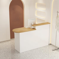 Curved Small Reception Counter with Cable Management and Lockable Drawer for Store JDT-10111