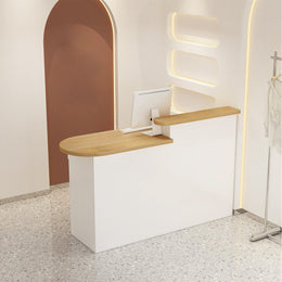 Curved Small Reception Counter with Cable Management and Lockable Drawer for Store JDT-10111