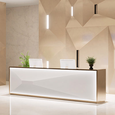 Stainless Steel Straight Reception Desk with Spacious Desktop and Multiple Drawers for Clothing Stores JDT-1018