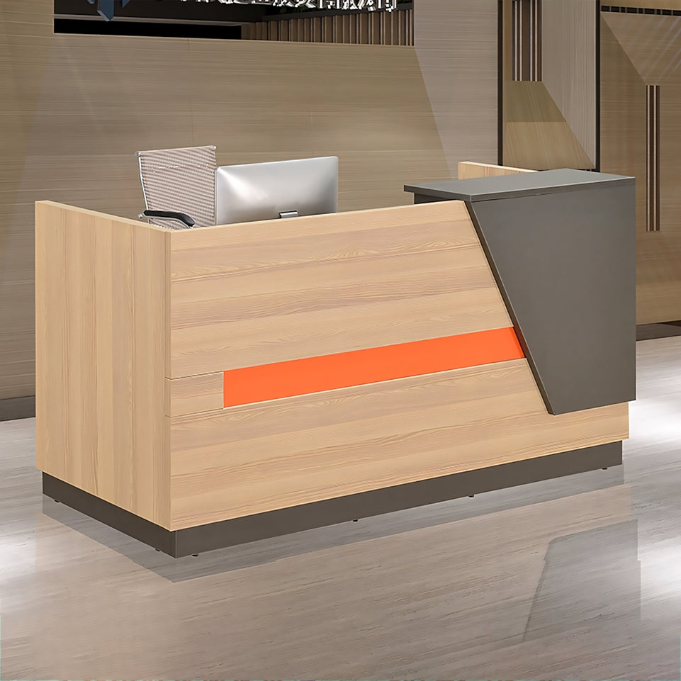 Small Reception Desk with Shelf and Keyboard Tray for Commercial Stores JDT-1073