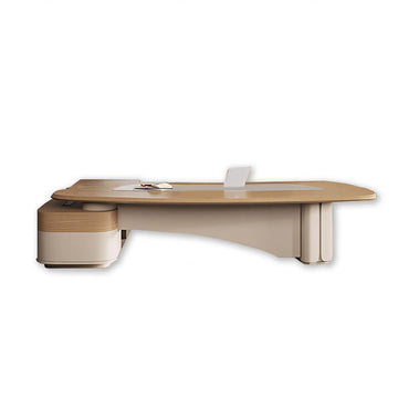 L-Shaped Executive Desk 26 in Wide with File Drawers, Cable Management & Wireless Charging