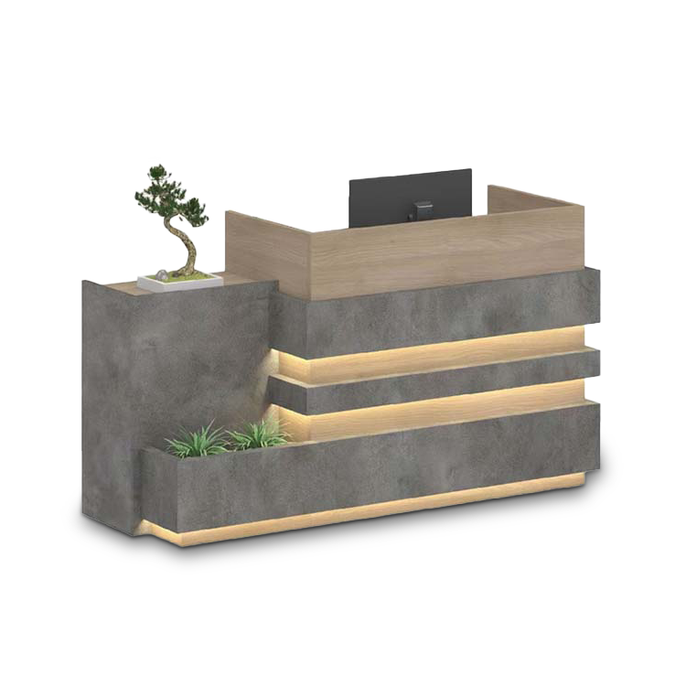 Modern Industrial Style Office Reception Front Desk with Lights JDT-722