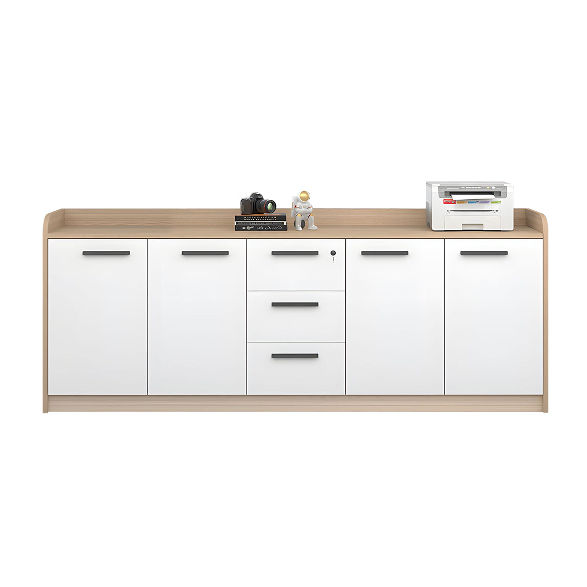 Premium Wooden Floor-Standing Office Tea Cabinet With Lockable Drawers And Spacious Storage For Office Essentials CWG-2163