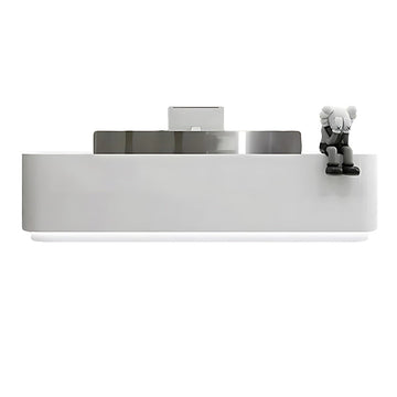 Retail Reception Desk 31-87 in Wide with Stainless Steel, LED Lighting & File Drawers