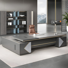 Modern Executive Desk with Cable Management, Side Storage & Lumbar Support for Home Office