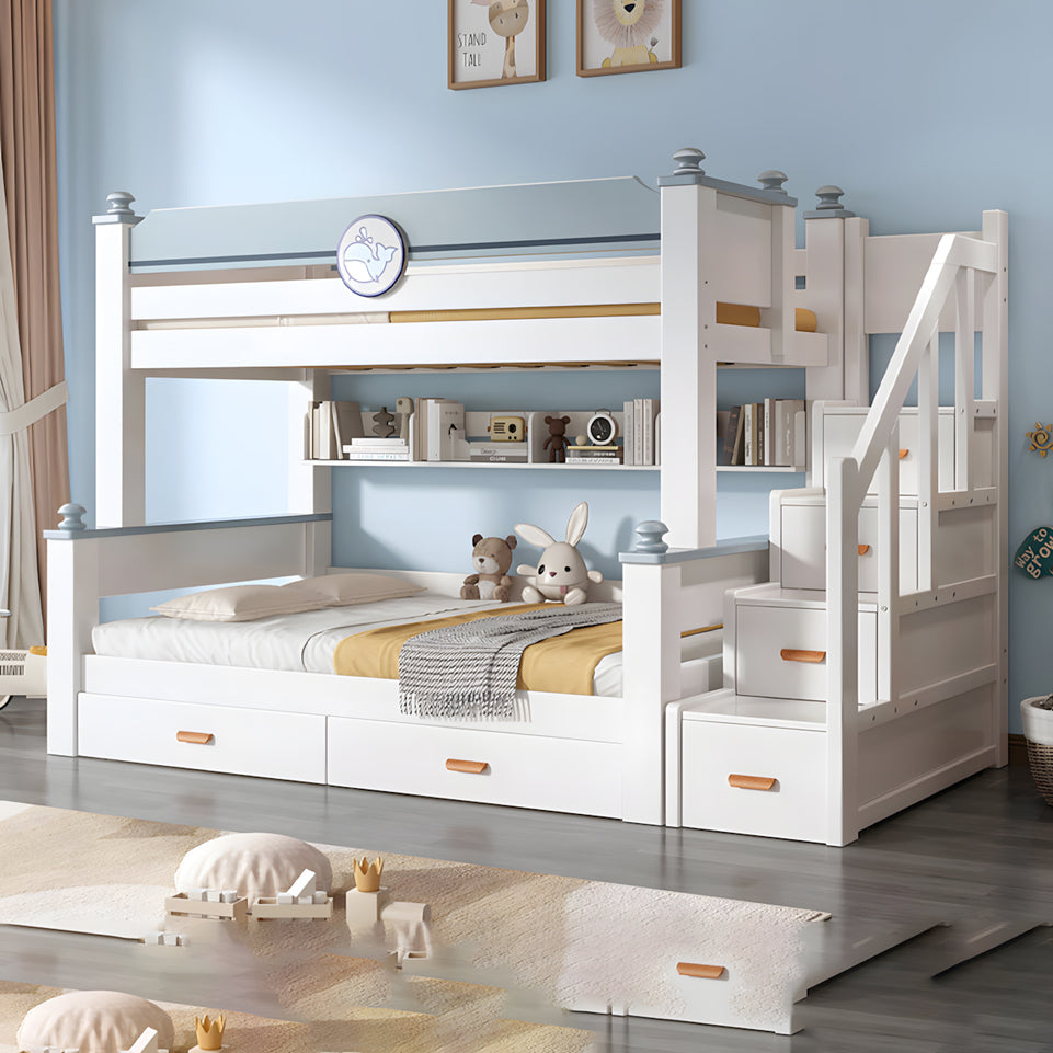 Minimalist Children's Bunk Bed with Ladder and Mattress BED-2027（In Stock）