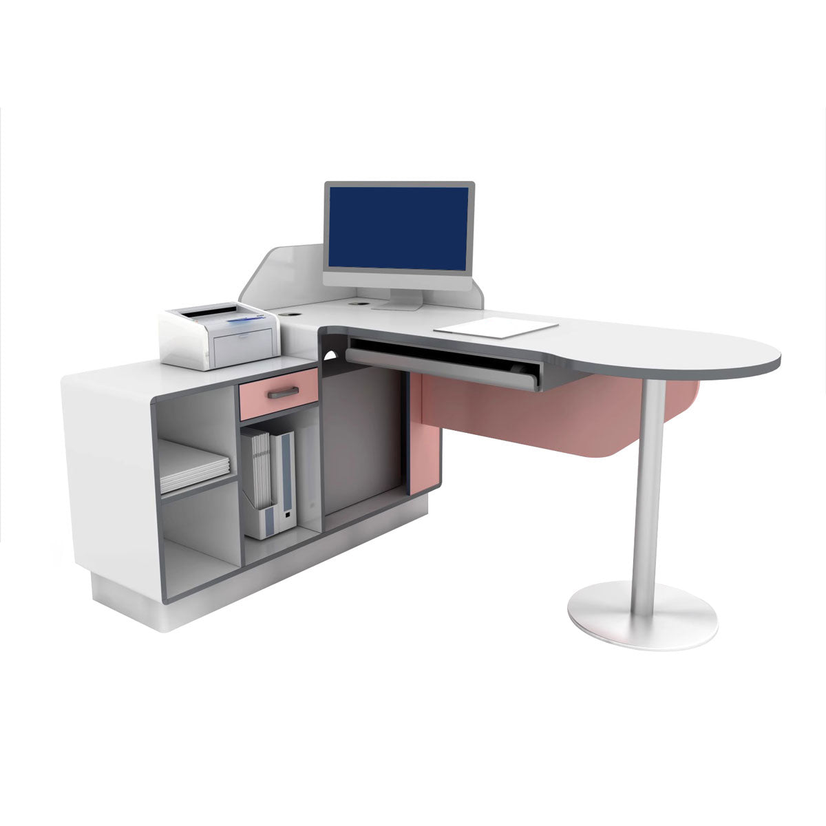 Premium Antibacterial Medical Consultation Desk With Spacious Storage And Durable Stainless Steel Base YLJJ-2018