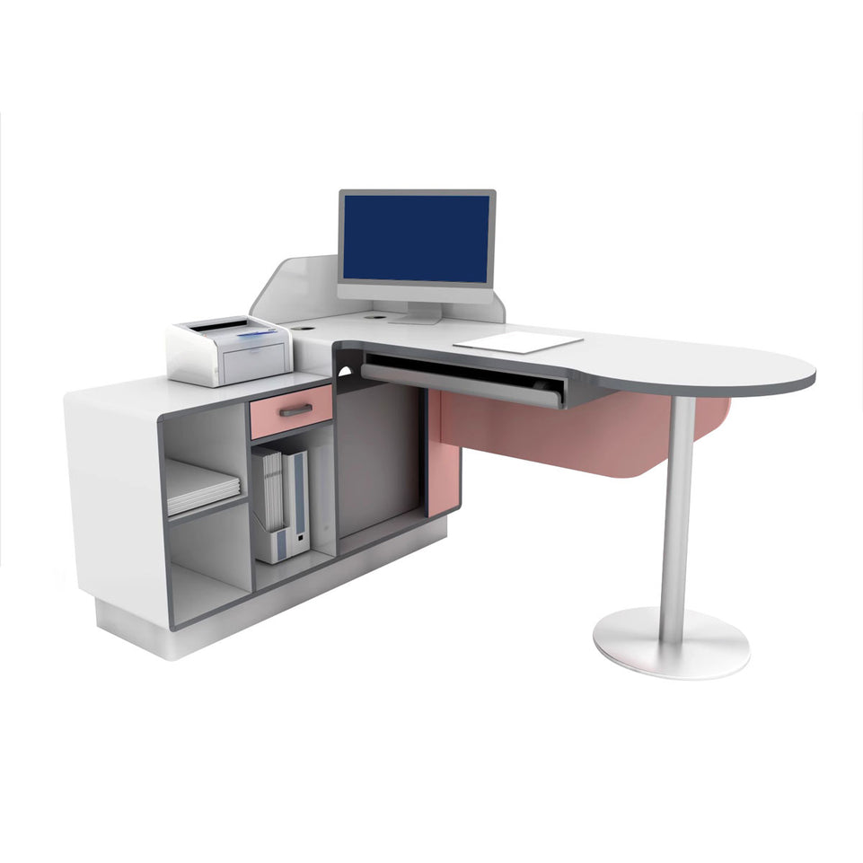 Premium Antibacterial Medical Consultation Desk With Spacious Storage And Durable Stainless Steel Base YLJJ-2018