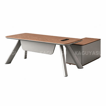 Modern L-shaped Executive Desk with Side Cabinet and Privacy Panel
