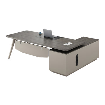 Modern Executive Desk 63-94 in Wide with Cable Management & Side Storage for Home Office