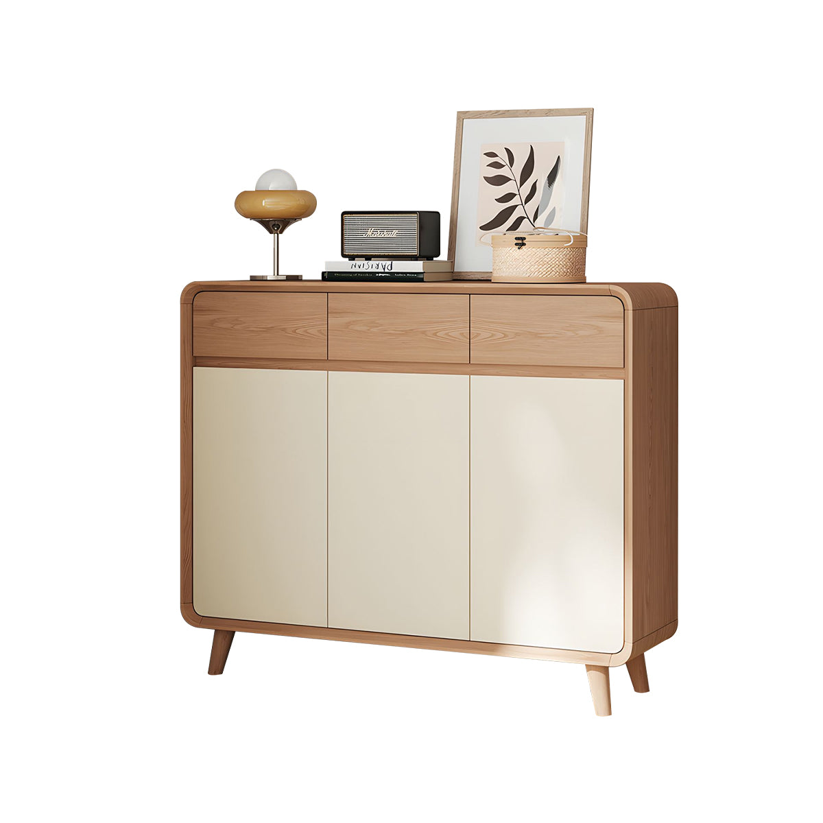 Spacious Solid Wood Entryway Shoe Cabinet With Adjustable Shelves For Home, Balcony And Modern Minimalist Interiors CWG-2161