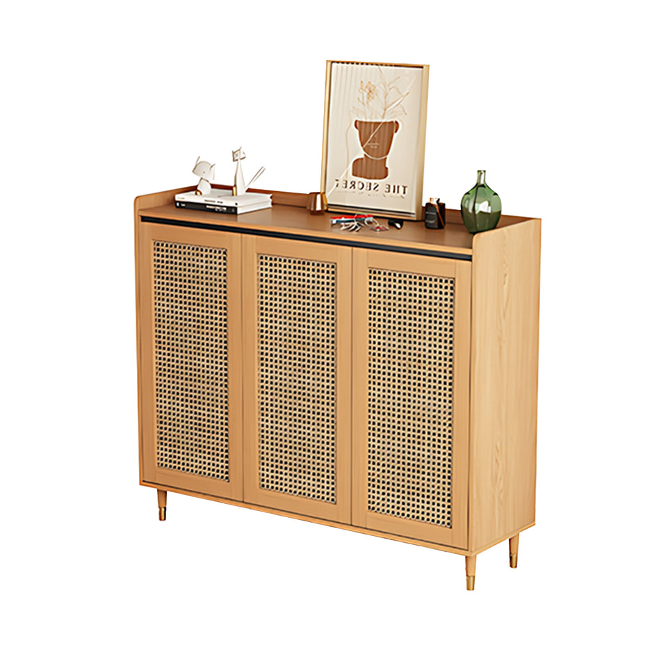 Spacious Woven Door Entryway Shoe Cabinet With Multi-Layer Storage For Modern Home, Eco-Friendly Solid Wood , Functional And Stylish Hallway Organizer CWG-02265