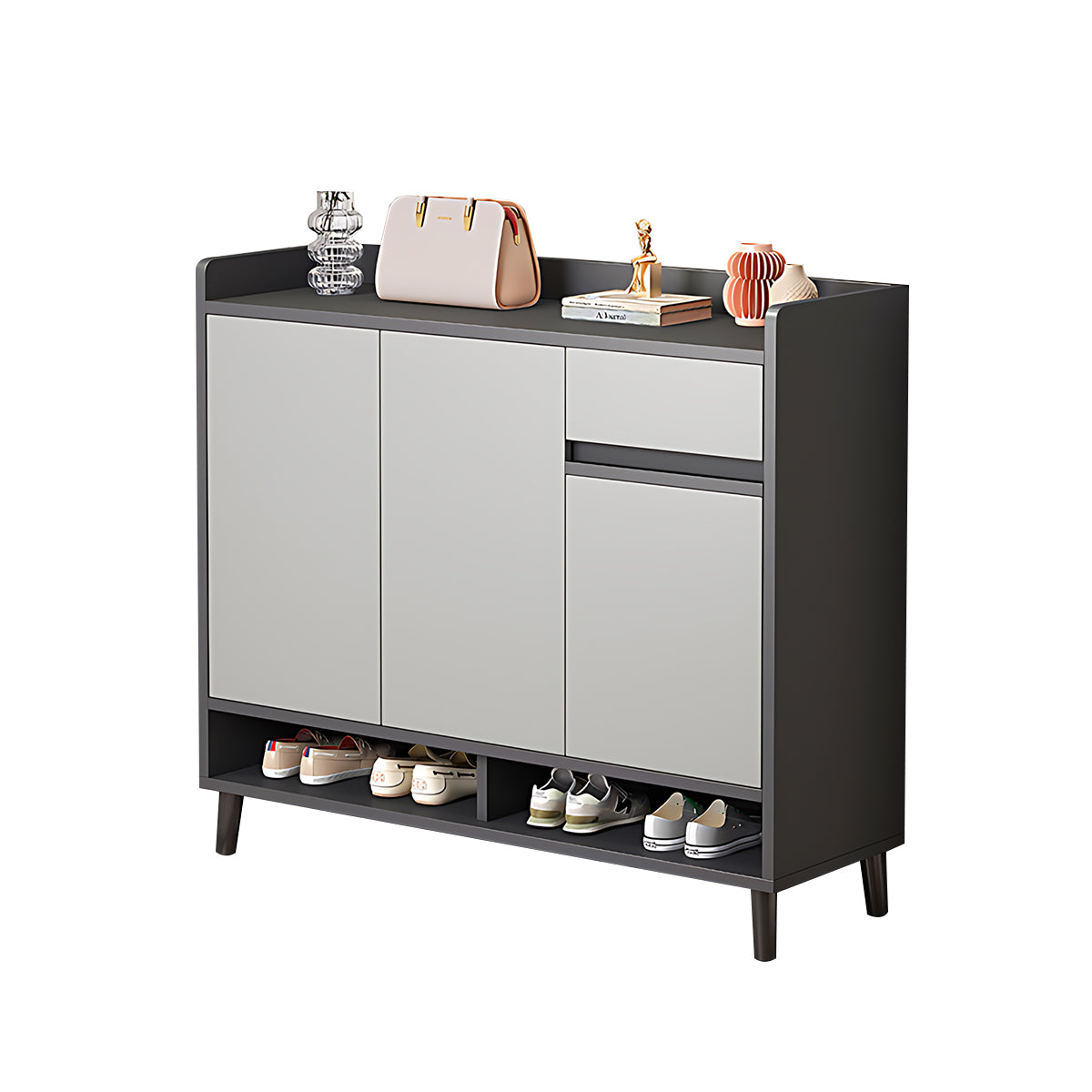 Premium Solid Wood Entryway Shoe Cabinet With Spacious Storage, Adjustable Shelves And Soft-Close Press Doors For Modern Homes CWG-02266