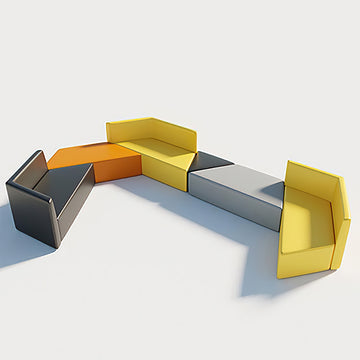 Modern Sofa with Genuine Leather, Solid Wood & Lumbar Support for Reception Area