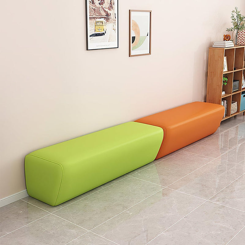 Backless Waiting Room Bench with Solid Wood Frame