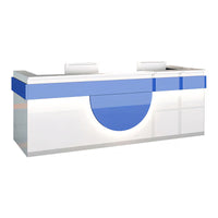 Color-Blocked Curved Straight Front Desk with Shelf and Lockable Drawers for Office JDT-10149