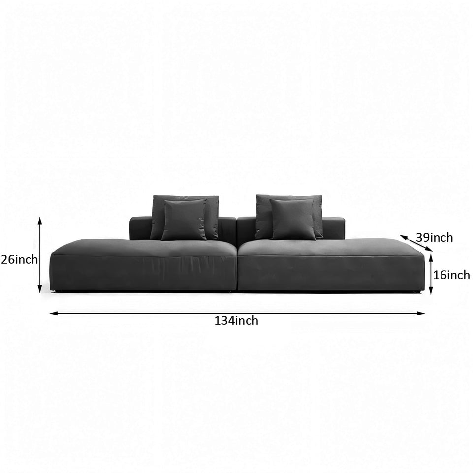 Italian Minimalist Tech Cloth Sectional Sofa Brown Chaise Lounge BSF-2005