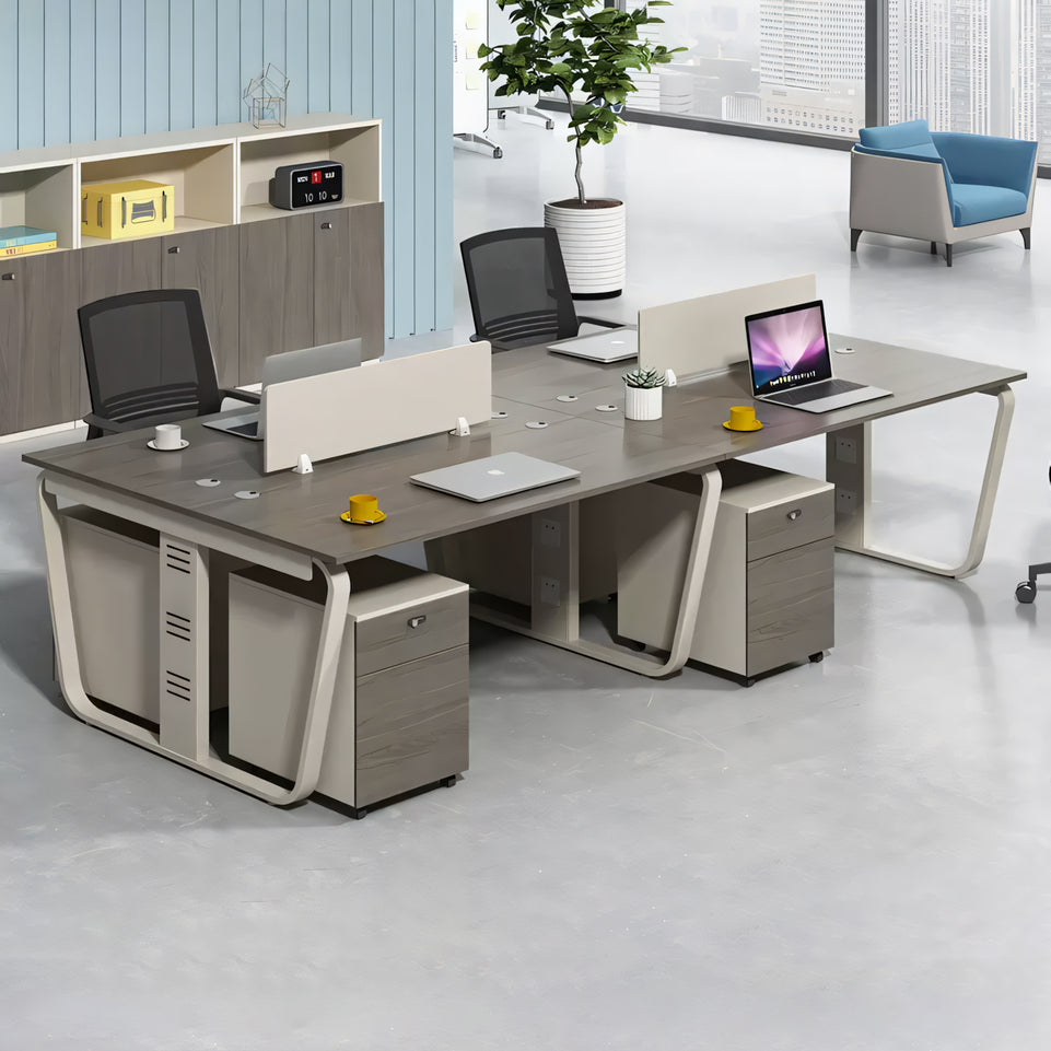 Sculpted Staff Desk Minimalist Modern Office Computer Desk Screen Card Seat Twin Staff Desk YGZ-1017