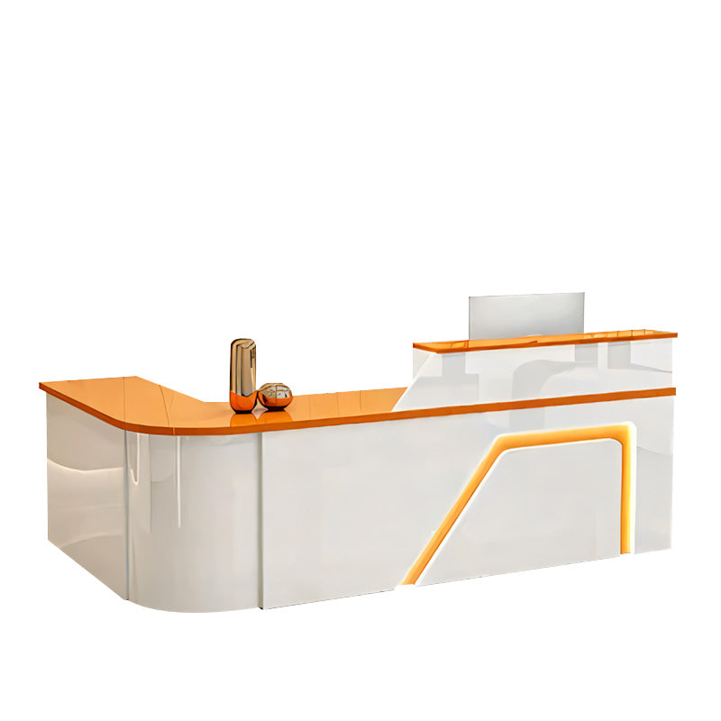 Jigsaw Design L-Shaped Reception Desk with Keyboard Tray and Drawers for Small Supermarkets JDT-1024