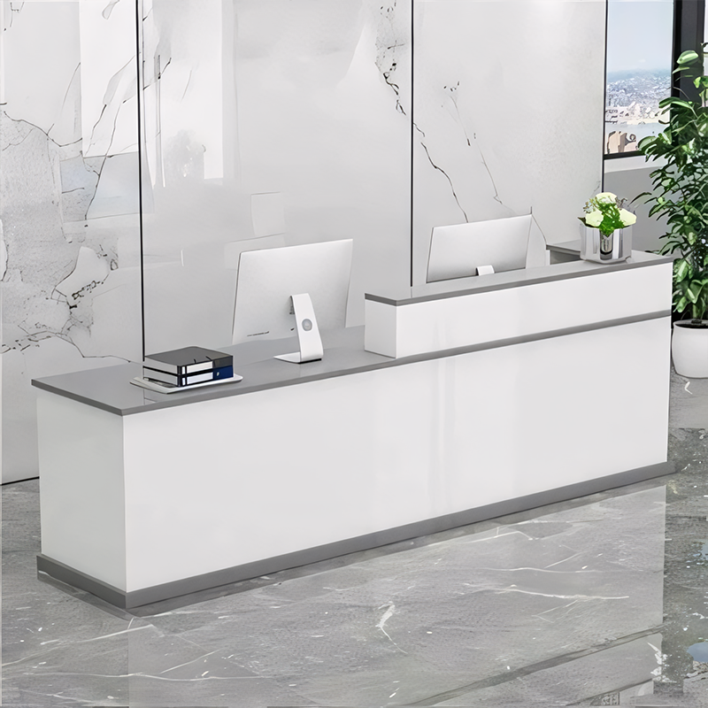 Corner Straight Stylish Reception Desk with Keyboard Tray and Drawers for Offices and Hotel Lobbies JDT-712（In Stock）