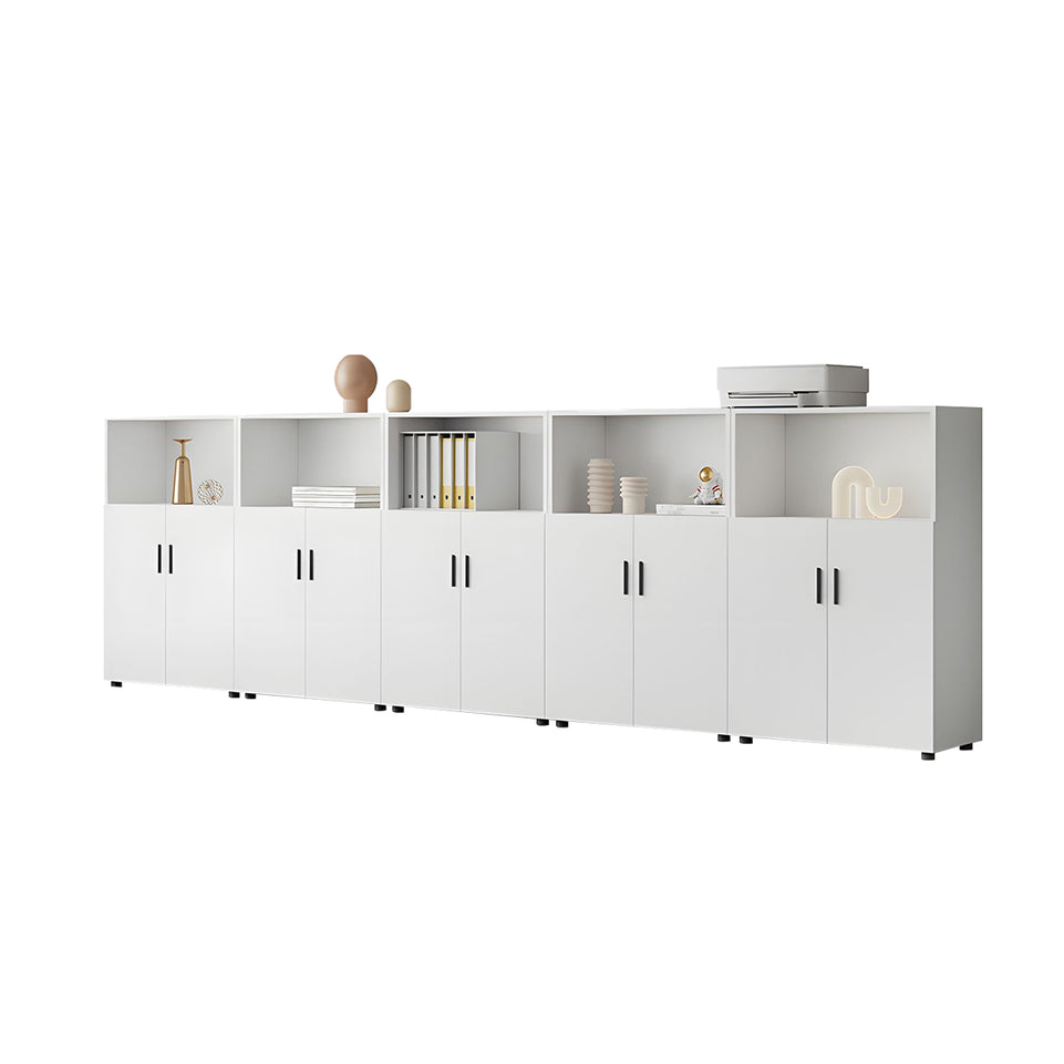Modern Office Cabinet with Ample Storage, Wooden Floor-Standing Cabinet, Partitioned Storage, Quiet Hinges, and Sleek Aluminum Handles CWG-2174