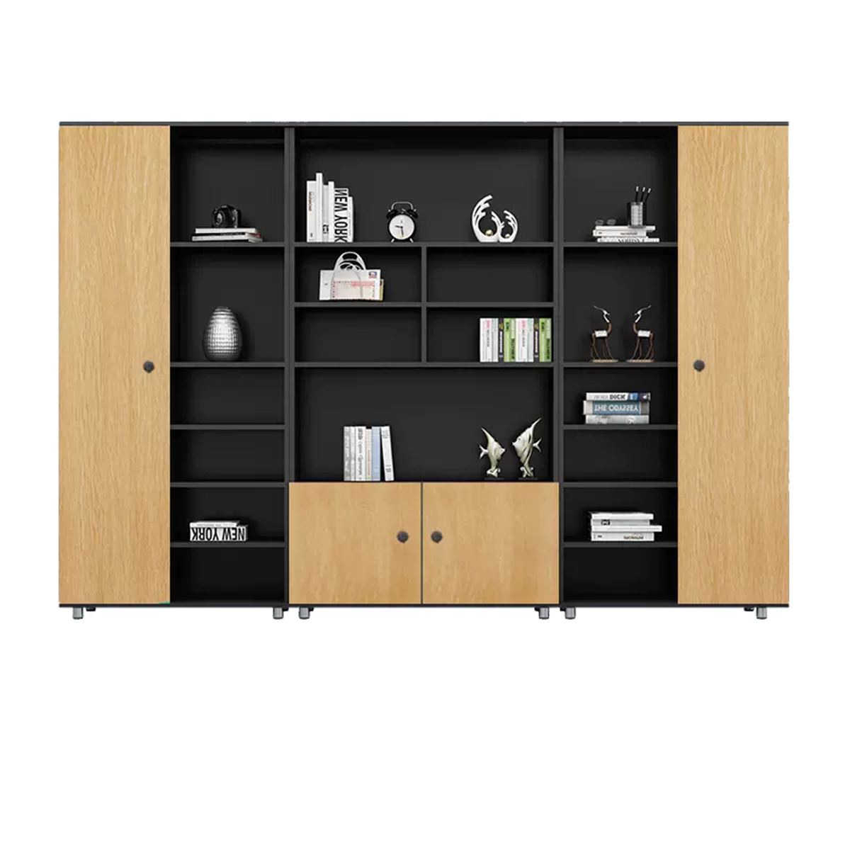 Rectangular Wooden File Cabinet with Open Storage Compartments WJG-745