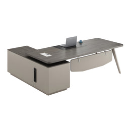 Modern Executive Desk 63-94 in Wide with Cable Management & Side Storage for Home Office