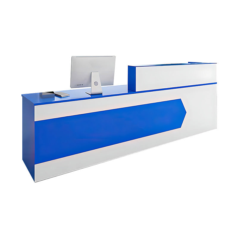 Color-Blocked Straight Reception Desk with Double-Layered Countertop and Lockable Drawer for Offices JDT-1046