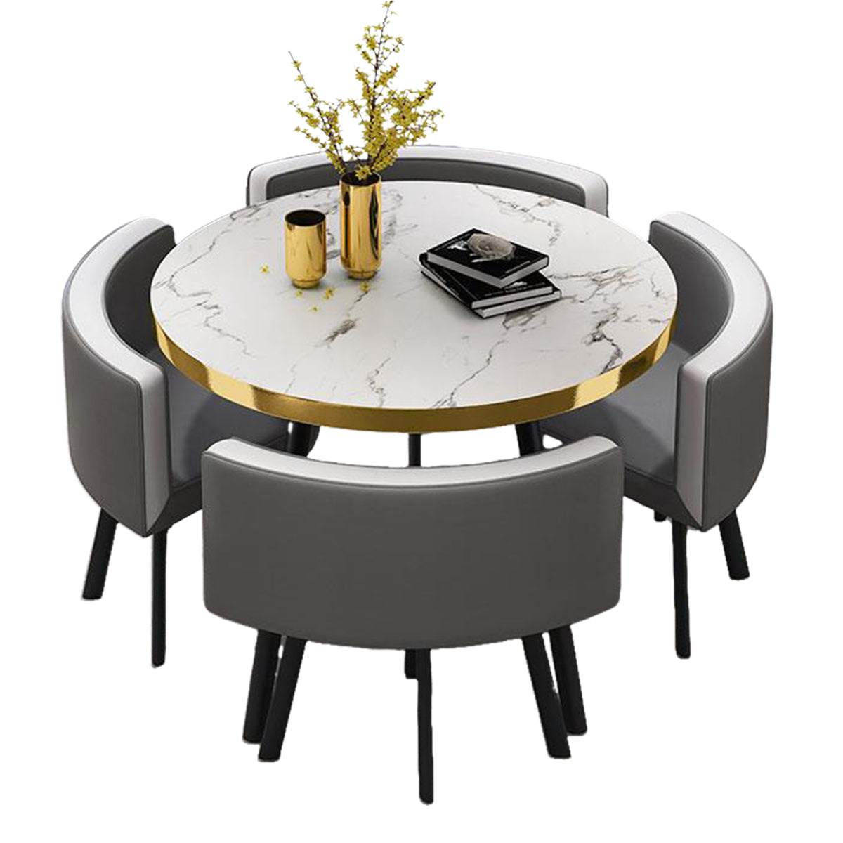 Round Reception Table with 4 Chairs for Office Reception Areas JDZH-2024