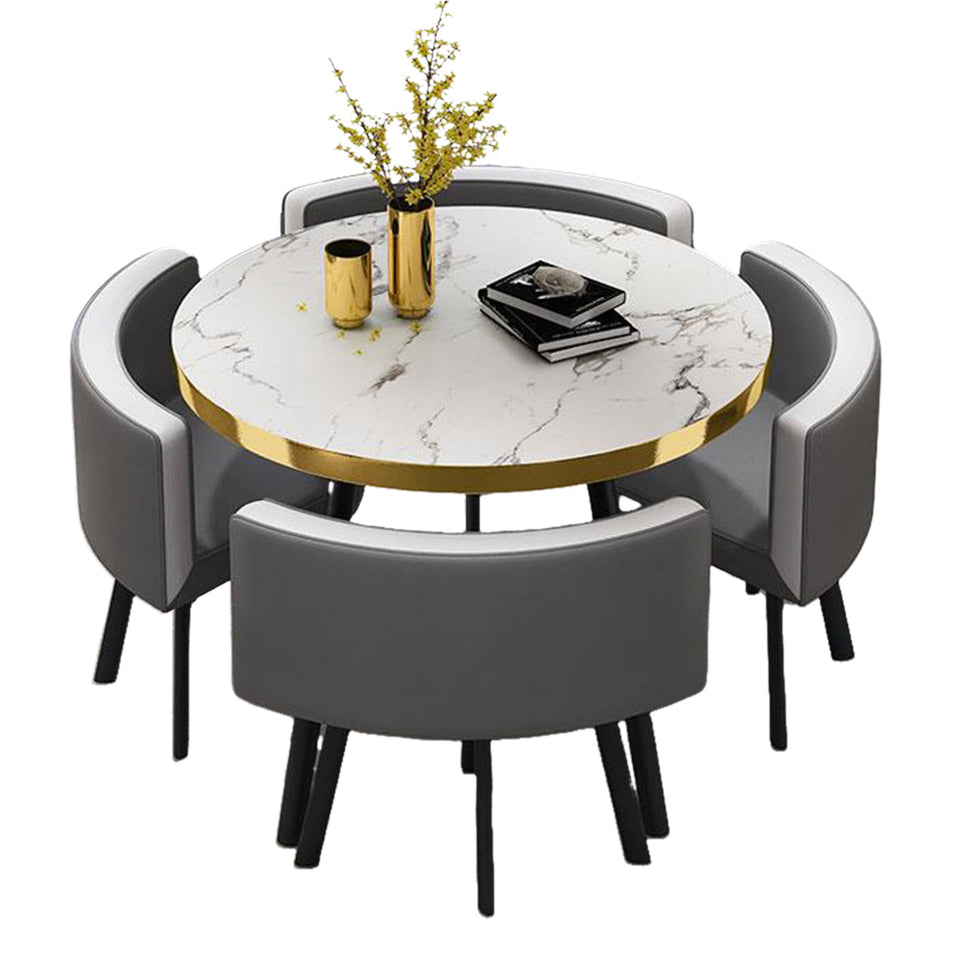 Round Reception Table with 4 Chairs for Office Reception Areas JDZH-2024