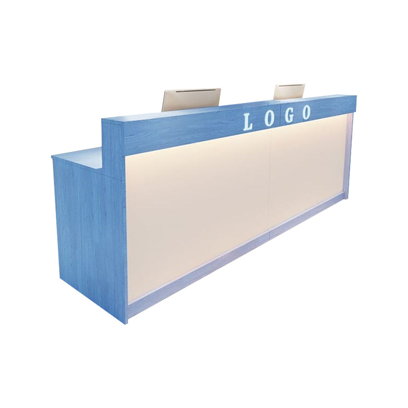 Straight Color-Blocked Reception Desk with Keyboard Tray and Drawers for Offices and Hotel Lobbies JDT-004