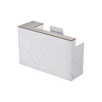 L-Shaped Corner Straight Compact Reception Desk with Keyboard Tray and Drawer for Stores and Salons JDT-1048