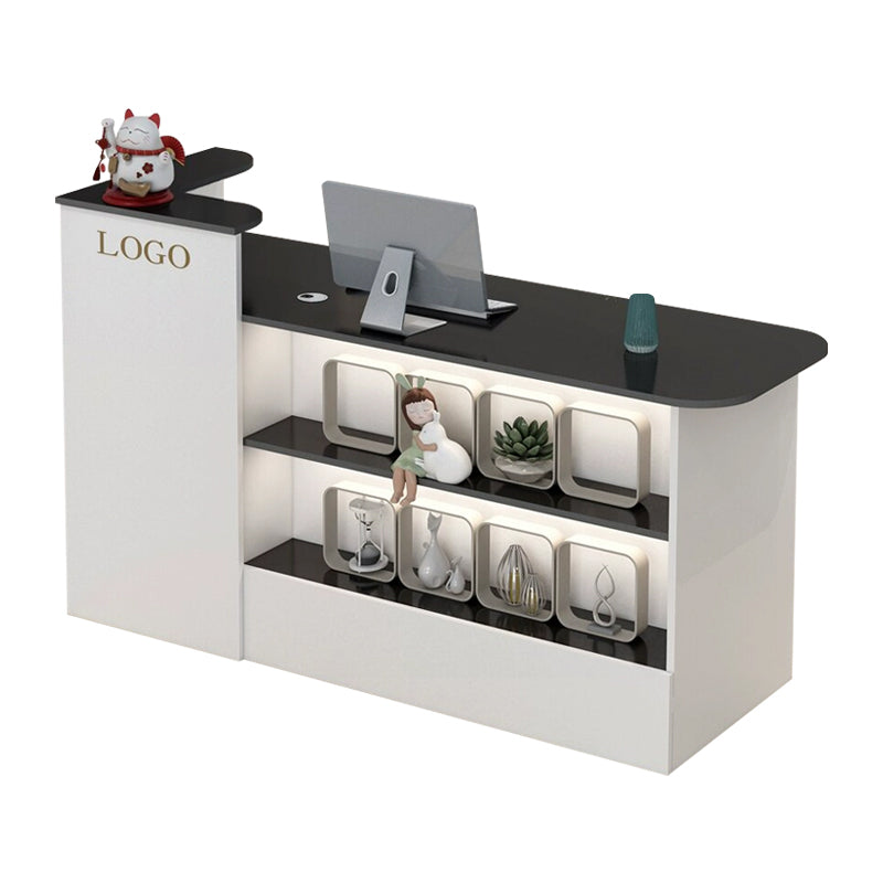 Display Shelf Corner Small Straight Reception Desk with Keyboard Tray and Lockable Drawer for Salons and Clothing Stores JDT-104