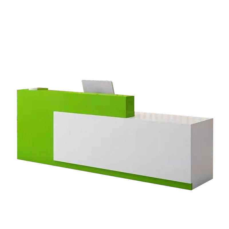 Color-Blocked Straight Front Desk with Corner and Lockable Keyboard Tray for Offices and Hotels JDT-1095