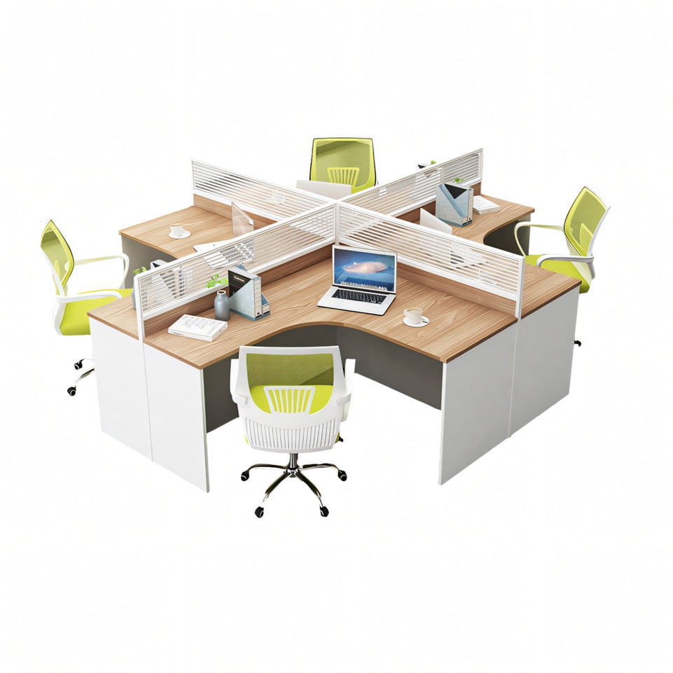 Modern L-Shaped Office Desk with Screen Divider for Employee Workstations BGZ-222