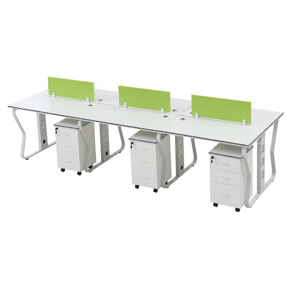 Modern Workstation Desk with Privacy Panels, Cable Management and Mobile Storage