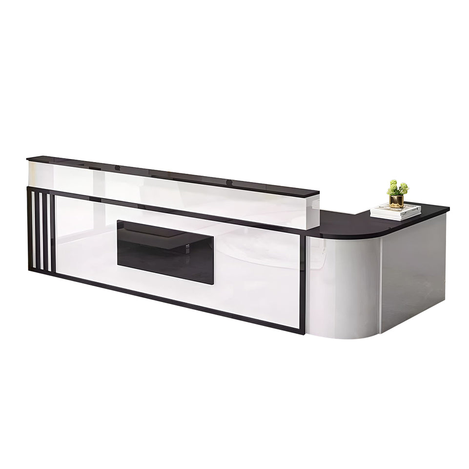 Small L-Shaped Front Desk with Lockable Drawer and Shelf for Shops JDT-1069