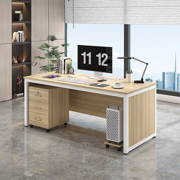 U-Shaped Executive Desk with Cable Management, Lockable & File Drawers for Home Office