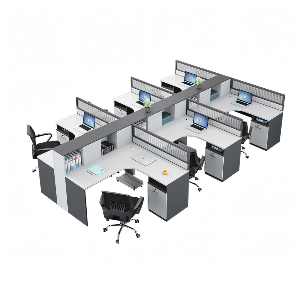 Modern Office Workstation Set with Screens, Ideal for 2/4/6-Person Workspaces BGZ-220