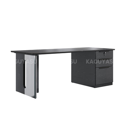 Modern Office Desk with File Drawers, Lockable & Stainless Steel for Home Office