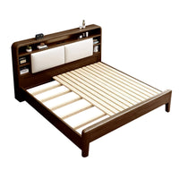 Solid Wood Bedroom Queen Bed with Storage Headboard (In Stock)