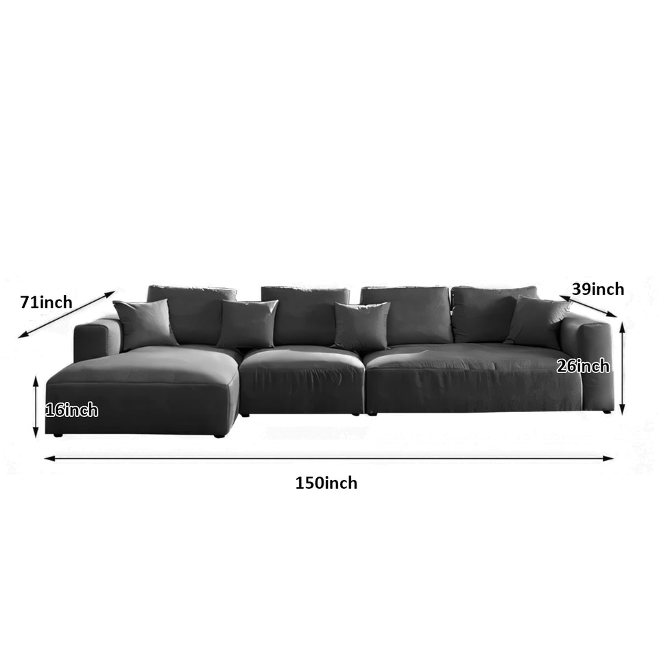 Italian Minimalist Tech Cloth Sectional Sofa Brown Chaise Lounge BSF-2005