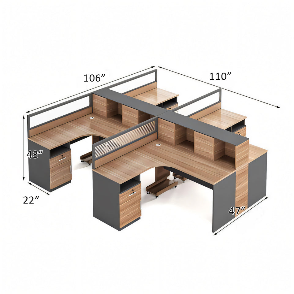 Modern Office Desk and Chair Set with Privacy Panels - Ideal for Workstations BGZ-227