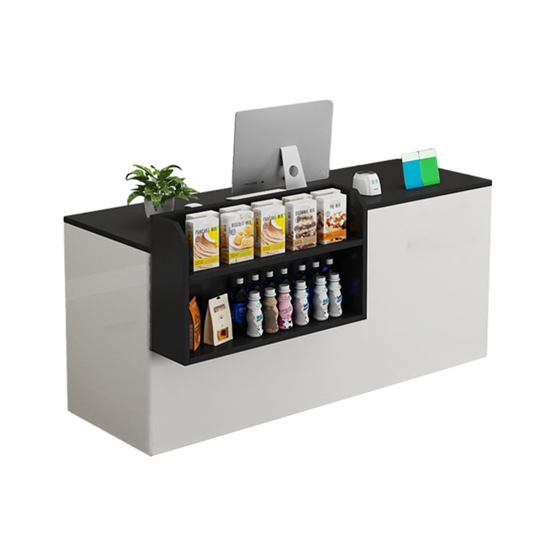 Curved Reception Counter with Keyboard Tray and Multiple Drawers for Salon and Clothing Store JDT-K051