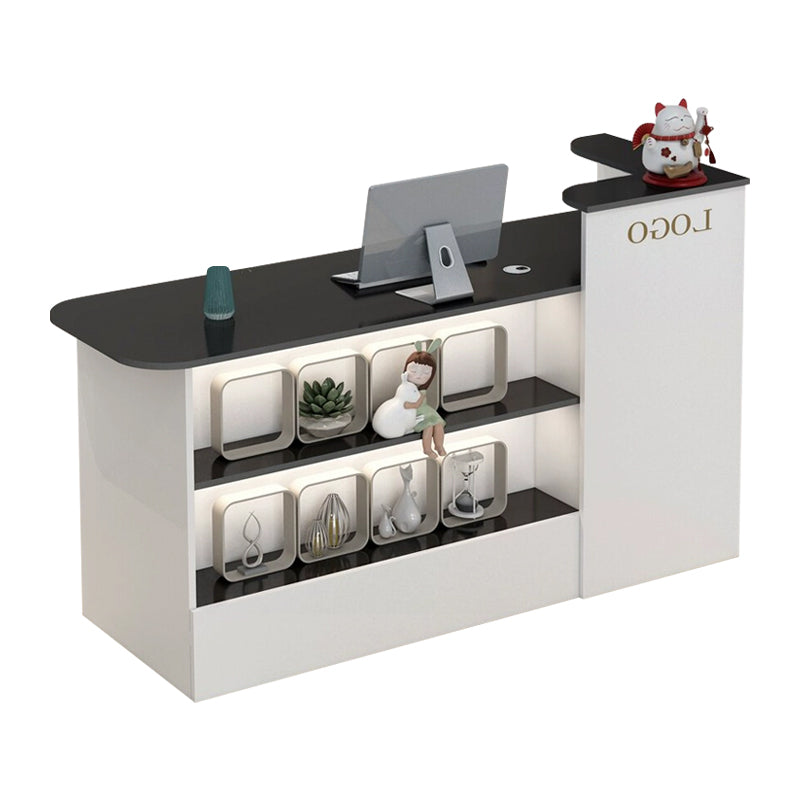 Display Shelf Corner Small Straight Reception Desk with Keyboard Tray and Lockable Drawer for Salons and Clothing Stores JDT-104