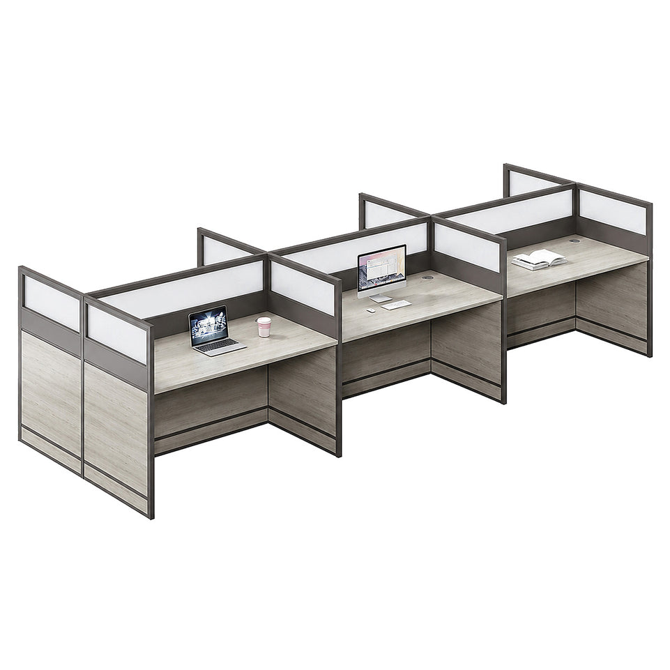 Professional Office Workstation Desk with Privacy Panels, Storage Cabinet & Organized Cable Management