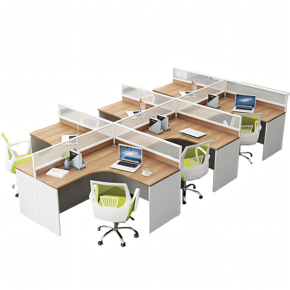 Modern L-Shaped Office Desk with Screen Divider for Employee Workstations BGZ-222