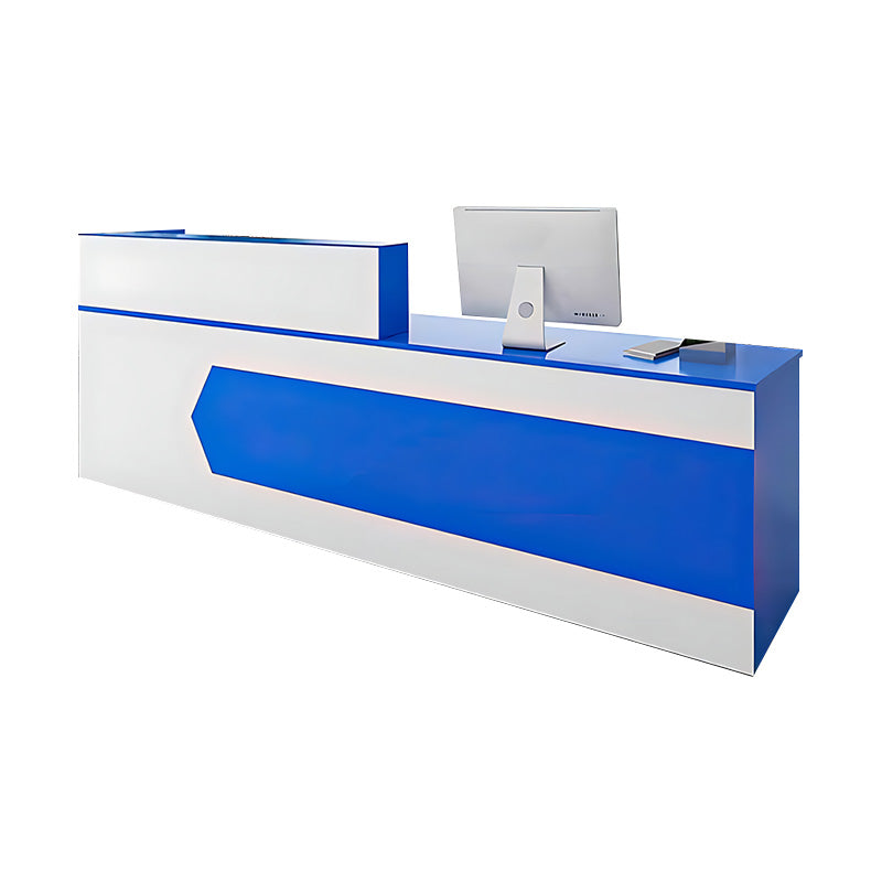 Color-Blocked Straight Reception Desk with Double-Layered Countertop and Lockable Drawer for Offices JDT-1046