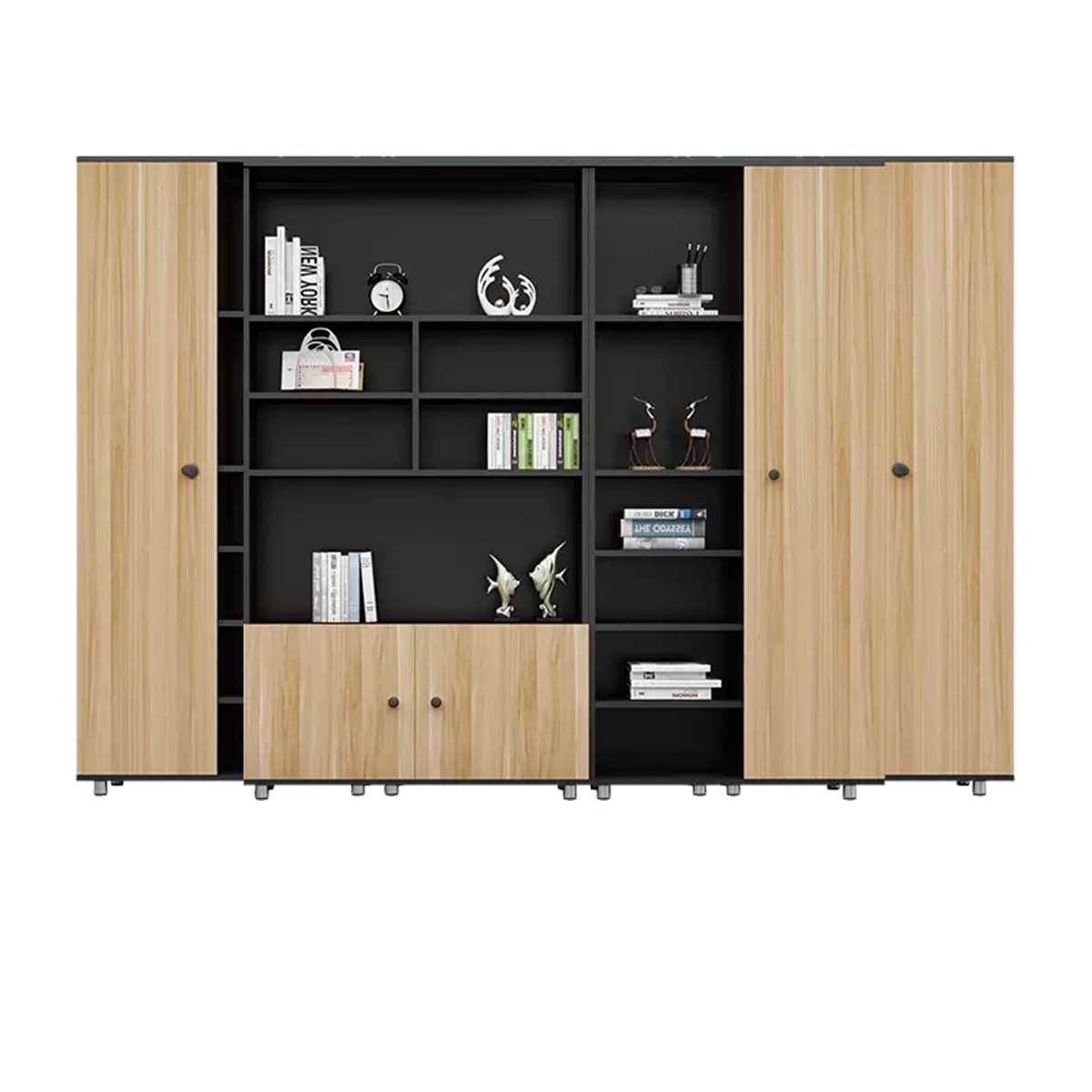 Rectangular Wooden File Cabinet with Open Storage Compartments WJG-745